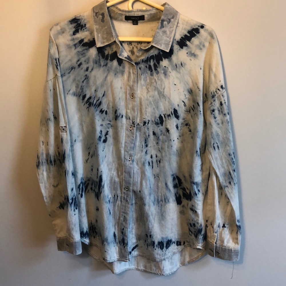 Tie Dye Denim Button Up